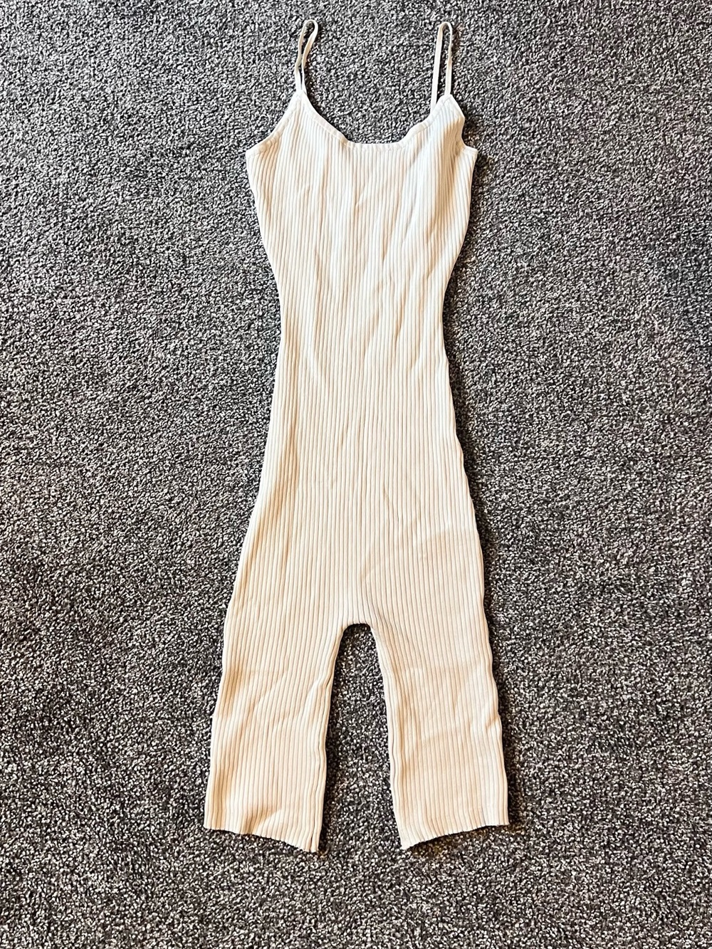 Ribbed One-Piece Jumpsuit in Cream